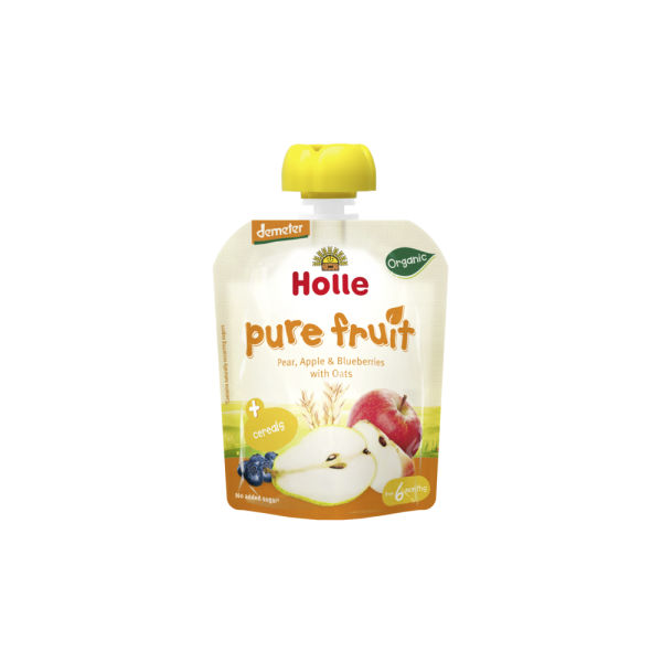 HOLLE POUCH PEAR, APPLE & BLUEBERRY WITH OATS 90G