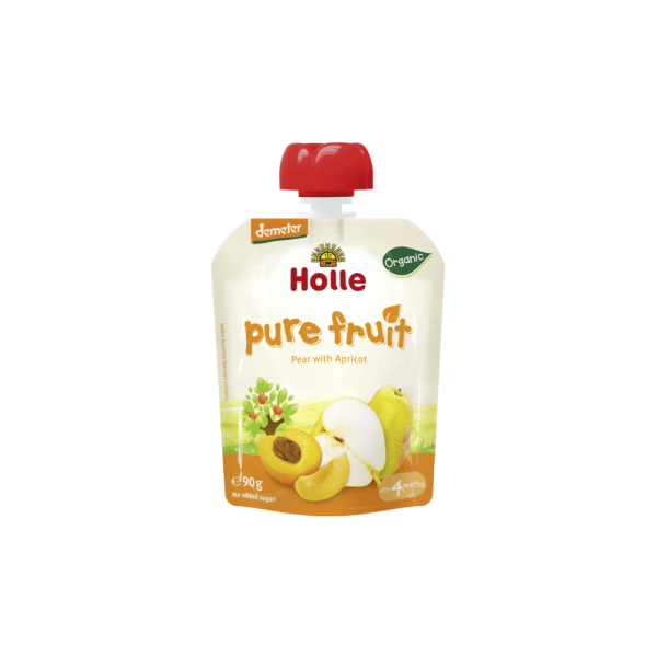 HOLLE POUCH PEAR WITH APRICOT 4M+ 90G